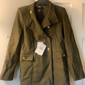 Zara Manteco medium olive wool coat! NWT!!
